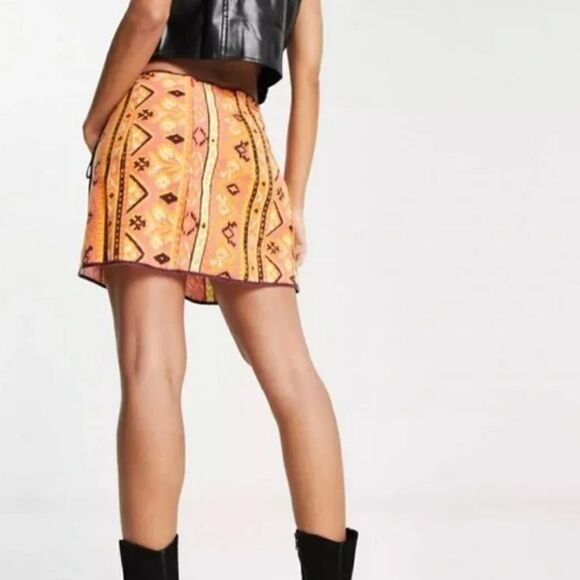 NWT Free People Cleo Print Wrap Mini Skirt, Size 12 - Picture 3 of 10